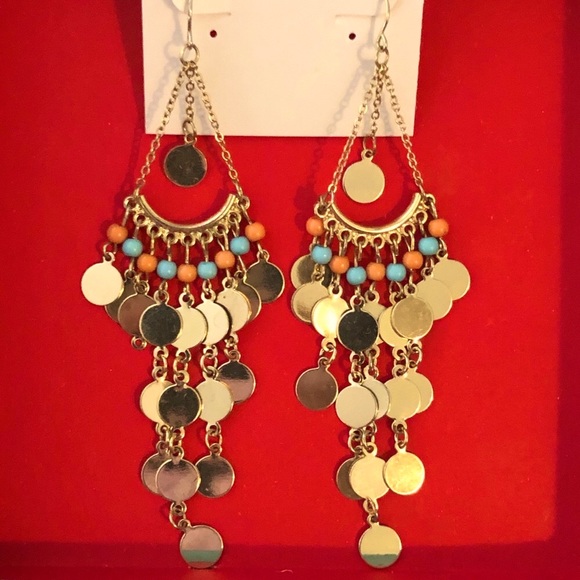 NWOT Natasha Access. Bead Disc Dangle Earrings - Picture 4 of 5